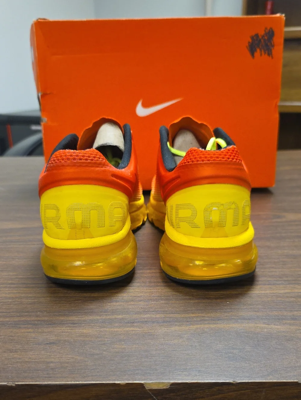 Nike Air Max+ 2013 Premium Orange Yellow 579954-807 Men's 8.5/Women's 10